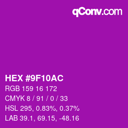 Color code: HEX #9F10AC | qconv.com
