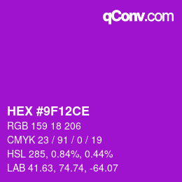 Color code: HEX #9F12CE | qconv.com