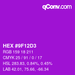 Color code: HEX #9F12D3 | qconv.com