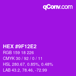 カラーコード: HEX #9F12E2 | qconv.com