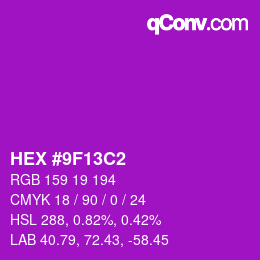 Color code: HEX #9F13C2 | qconv.com