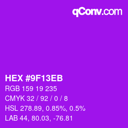 Color code: HEX #9F13EB | qconv.com