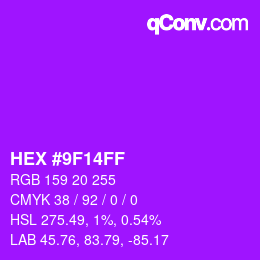 Color code: HEX #9F14FF | qconv.com