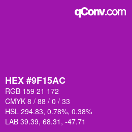 Color code: HEX #9F15AC | qconv.com
