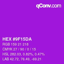 Color code: HEX #9F15DA | qconv.com