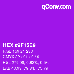 Color code: HEX #9F15E9 | qconv.com