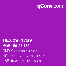 Color code: HEX #9F17B9 | qconv.com