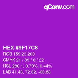 カラーコード: HEX #9F17C8 | qconv.com
