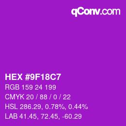 Color code: HEX #9F18C7 | qconv.com