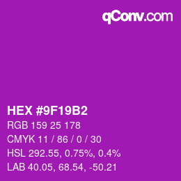 Color code: HEX #9F19B2 | qconv.com