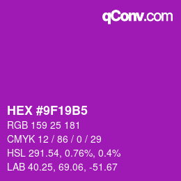 カラーコード: HEX #9F19B5 | qconv.com