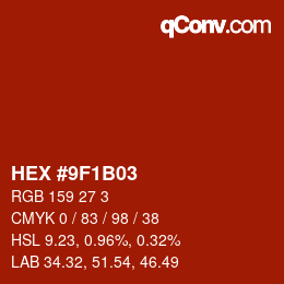 Color code: HEX #9F1B03 | qconv.com
