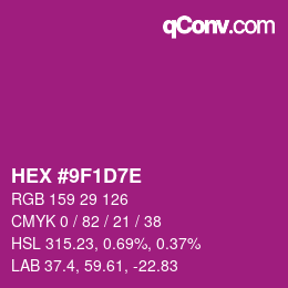 Color code: HEX #9F1D7E | qconv.com