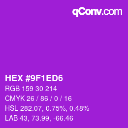 Color code: HEX #9F1ED6 | qconv.com