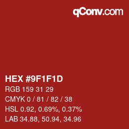 Código de color: HEX #9F1F1D | qconv.com
