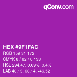 Color code: HEX #9F1FAC | qconv.com