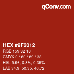 Color code: HEX #9F2012 | qconv.com