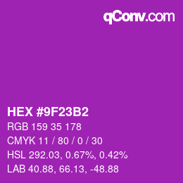 Color code: HEX #9F23B2 | qconv.com