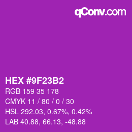 カラーコード: HEX #9F23B2 | qconv.com