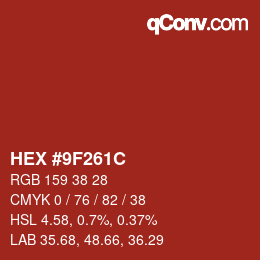 Color code: HEX #9F261C | qconv.com