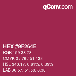Color code: HEX #9F264E | qconv.com