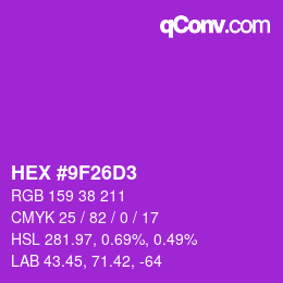 Color code: HEX #9F26D3 | qconv.com