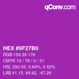 Color code: HEX #9F27B0 | qconv.com