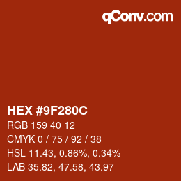 Color code: HEX #9F280C | qconv.com