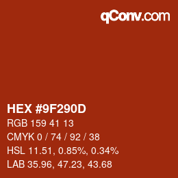Color code: HEX #9F290D | qconv.com