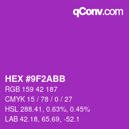 颜色代码: HEX #9F2ABB | qconv.com
