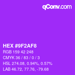 Color code: HEX #9F2AF8 | qconv.com