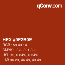 Color code: HEX #9F2B0E | qconv.com