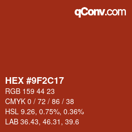 Code couleur: HEX #9F2C17 | qconv.com