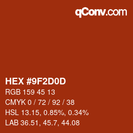 Color code: HEX #9F2D0D | qconv.com