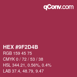 Color code: HEX #9F2D4B | qconv.com