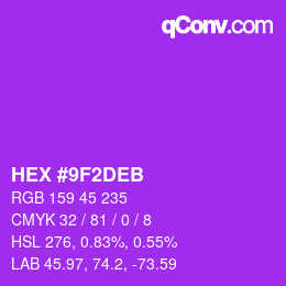 Color code: HEX #9F2DEB | qconv.com