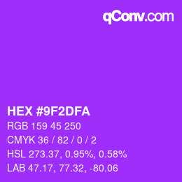Color code: HEX #9F2DFA | qconv.com