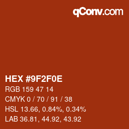 Color code: HEX #9F2F0E | qconv.com
