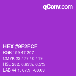 Color code: HEX #9F2FCF | qconv.com