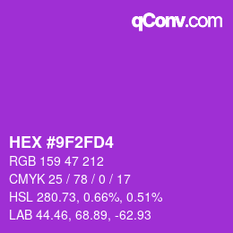Color code: HEX #9F2FD4 | qconv.com