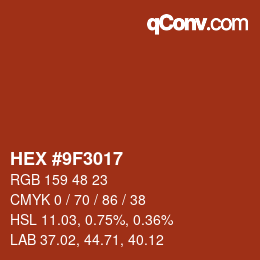 カラーコード: HEX #9F3017 | qconv.com
