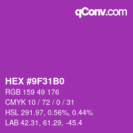 カラーコード: HEX #9F31B0 | qconv.com