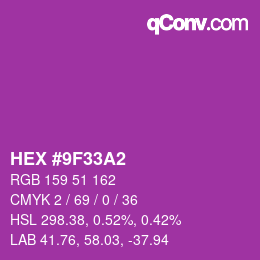 Color code: HEX #9F33A2 | qconv.com