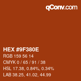 Color code: HEX #9F380E | qconv.com