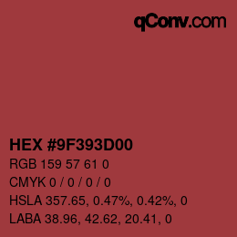 Farbcode: HEX #9F393D00 | qconv.com