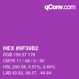 颜色代码: HEX #9F39B2 | qconv.com