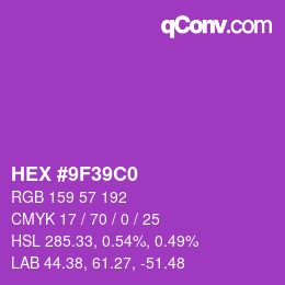 颜色代码: HEX #9F39C0 | qconv.com