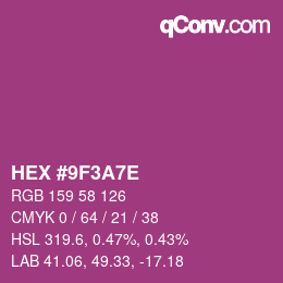 Color code: HEX #9F3A7E | qconv.com