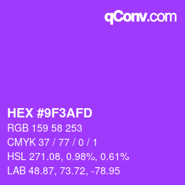 颜色代码: HEX #9F3AFD | qconv.com