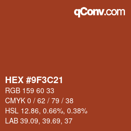 Color code: HEX #9F3C21 | qconv.com